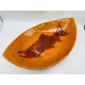 Pottery Boat Platter Centerpiece w/  Sockeye Salmon Redfish Design